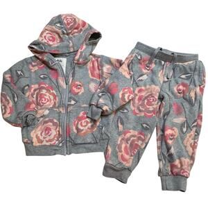 Tea Collection Good Sport Set sz 18-24 months grey floral sweat set